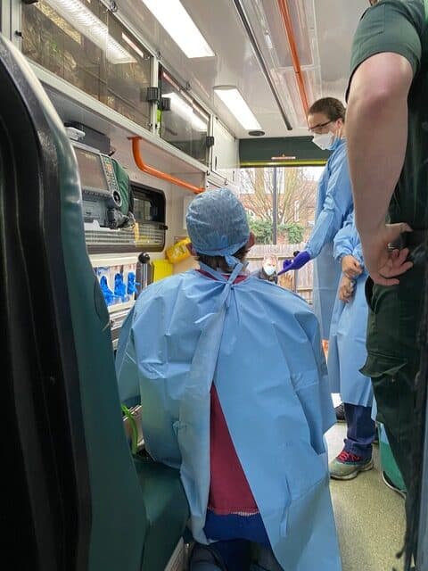 View from inside ambulance sim