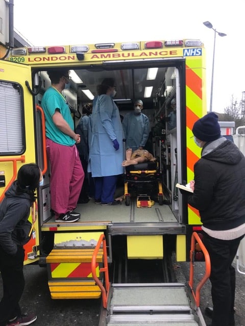 View from outside ambulance sim